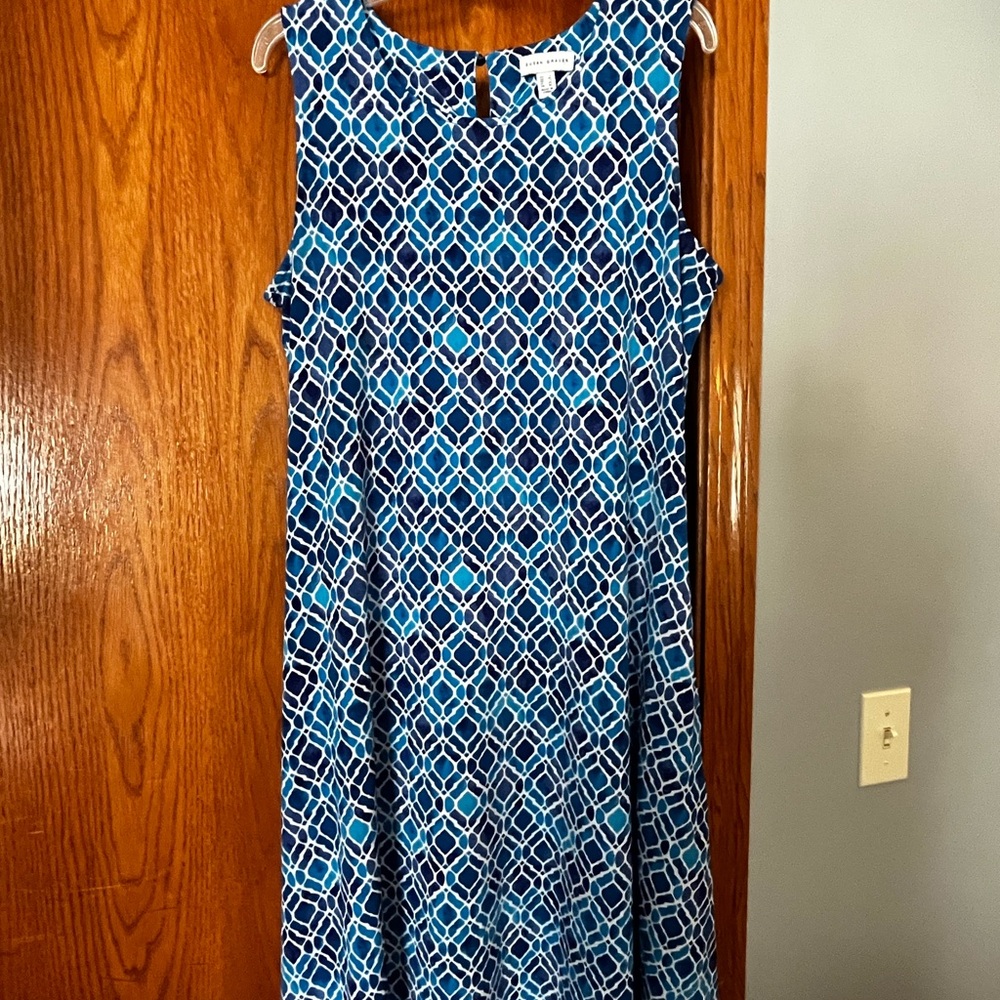 Blue Geometric Patterned Susan Graver Dress